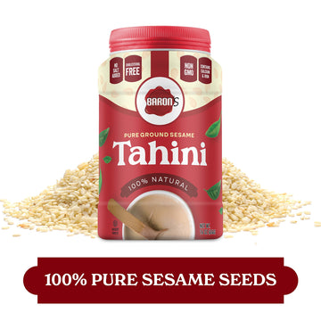Baron'S Pure Tahini Sesame Paste | Rich Creamy Spread For Hummus, Dips, Sauces | 2 X 16 Oz Jars | Kosher, Vegan, Keto Friendly,