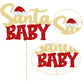 Gyufise 1Pc Santa Baby Cake Topper Red Glitter Xmas Hat Santa Baby Shower Cake Picks Christmas Baby Shower Cake Decoration For C