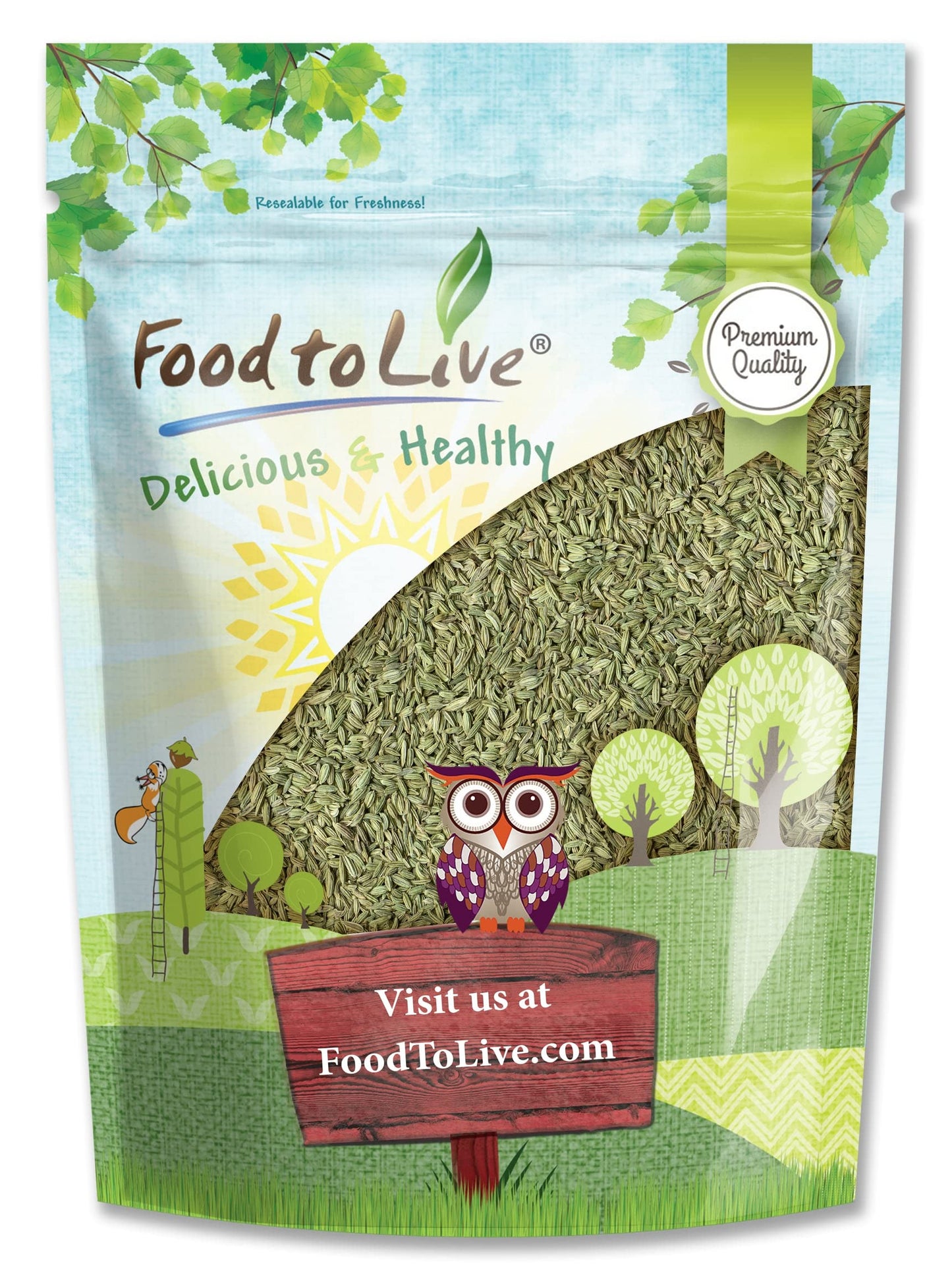 Food to Live Fennel Seeds, Whole Raw Non-Irradiated, Vegan, 1 Pound