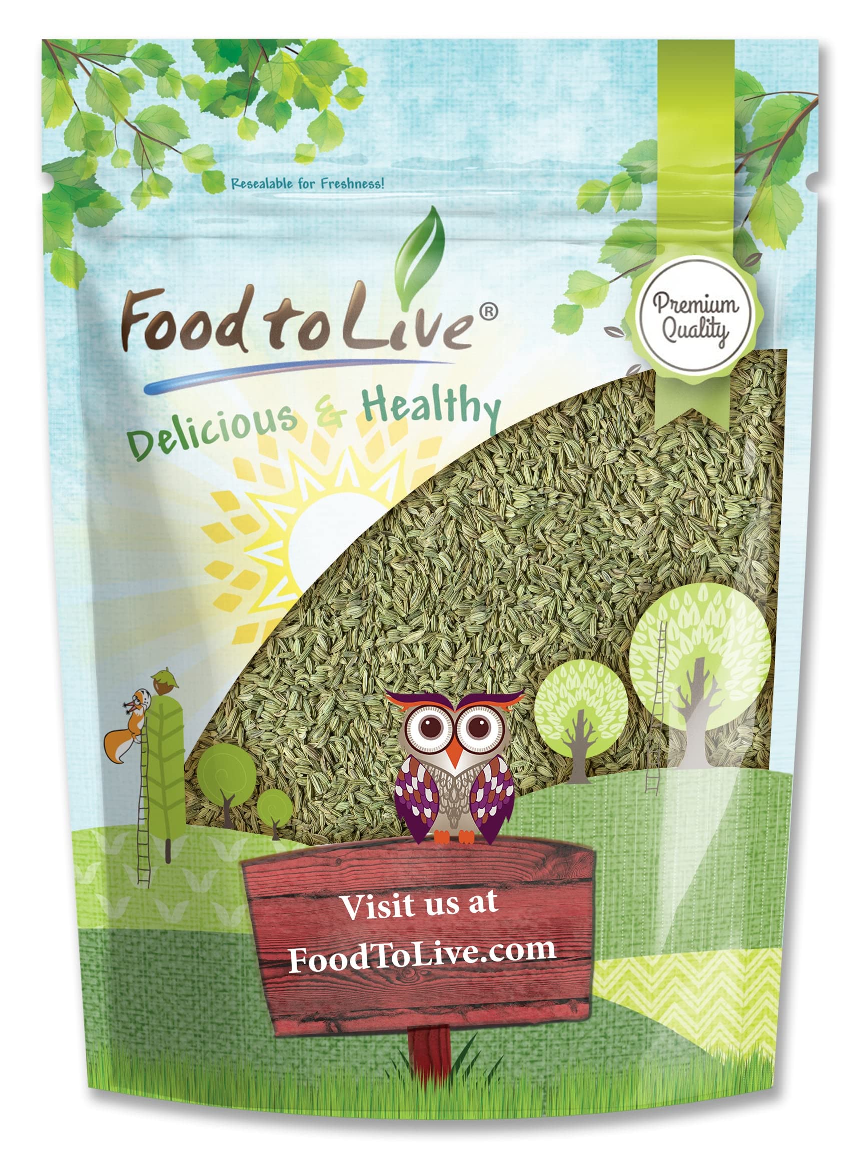Food to Live Fennel Seeds, Whole Raw Non-Irradiated, Vegan, 1 Pound