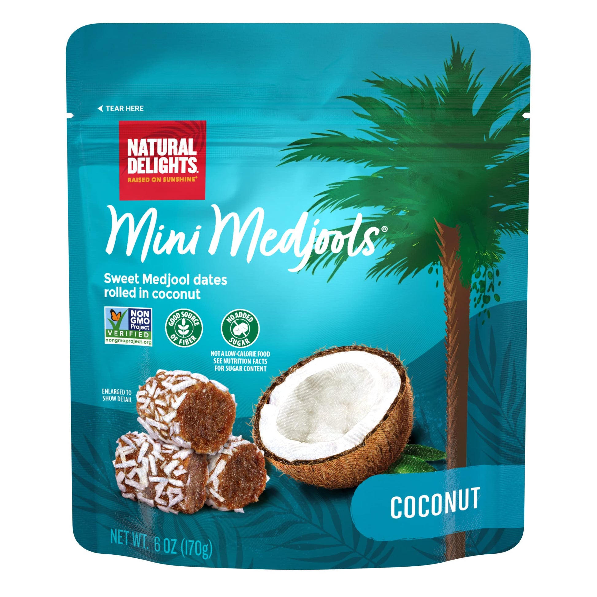 Natural Delights Medjool Dates - Coconut Mini Medjools  Non-Gmo Verified  Mini Date Bites  Healthy Date Snack  Good Source Of Fiber  Naturally Sweet  On The Go Snack - Coconut Mini Medjools  6 Oz Bag