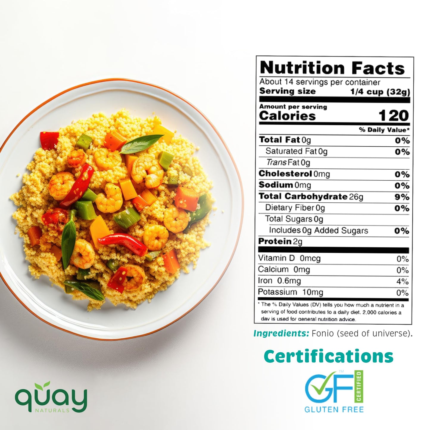 Quay Naturals Fonio Super-Grain - African Ancient Super-Grain - Superfood Grain - Substitute & Alternative For Couscous, Quinoa