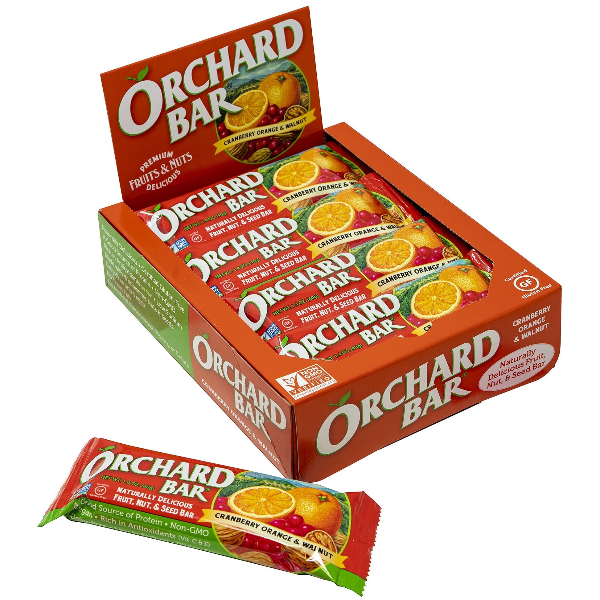 Orchard Bars Non-Gmo Fruit & Nut, Cranberry Orange Walnut, 1.4 Oz, 12 Count, Pack Of 9