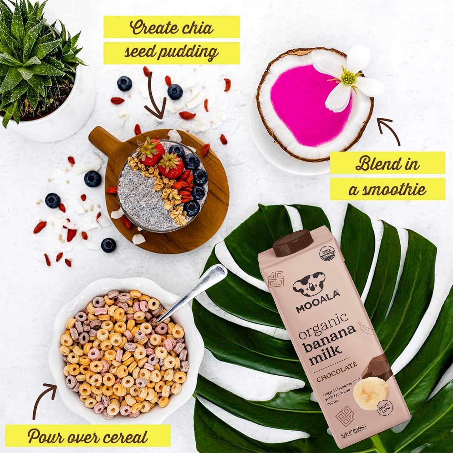 Mooala - Organic Chocolate Bananamilk, 32 fl oz (Pack of 6) - Shelf-Stable, Non-Dairy, Nut-Free, Gluten-Free, Plant-Based Bevera