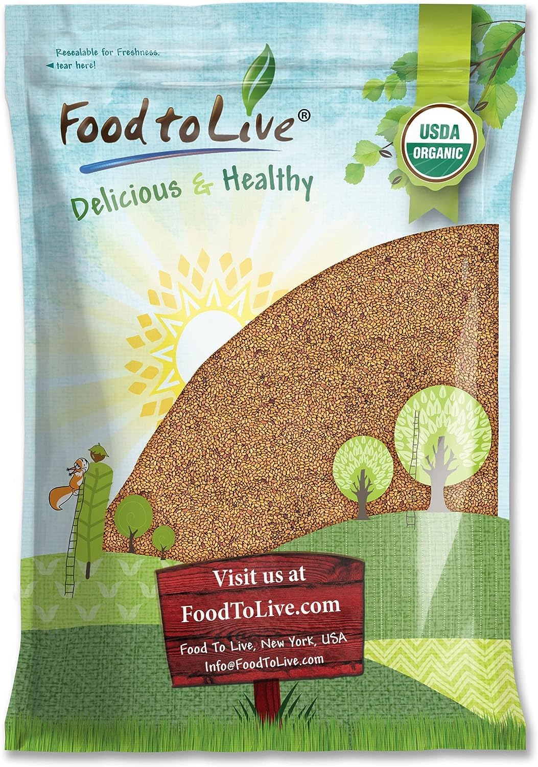 Food to Live - Alfalfa Seeds for Sprouting, 10 Pounds Edible Seeds, Pure, Vegan, Kosher, Bulk