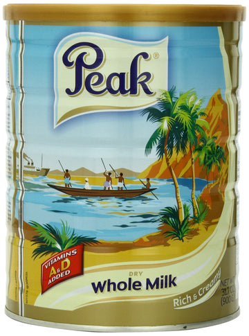 Peak Whole Milk Powder, 2 Pound (900G) Can - European Milk From Holland, Rbst Free, Full Rich Flavor, Dissolves Instantly, Long Shelf Life, Premium Full Fat Quality