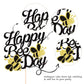 ZHUOWEISM Happy Bee Day Cake Topper - Black Glitter Bumble Bee Theme - Small Size - Card Stock and Bamboo