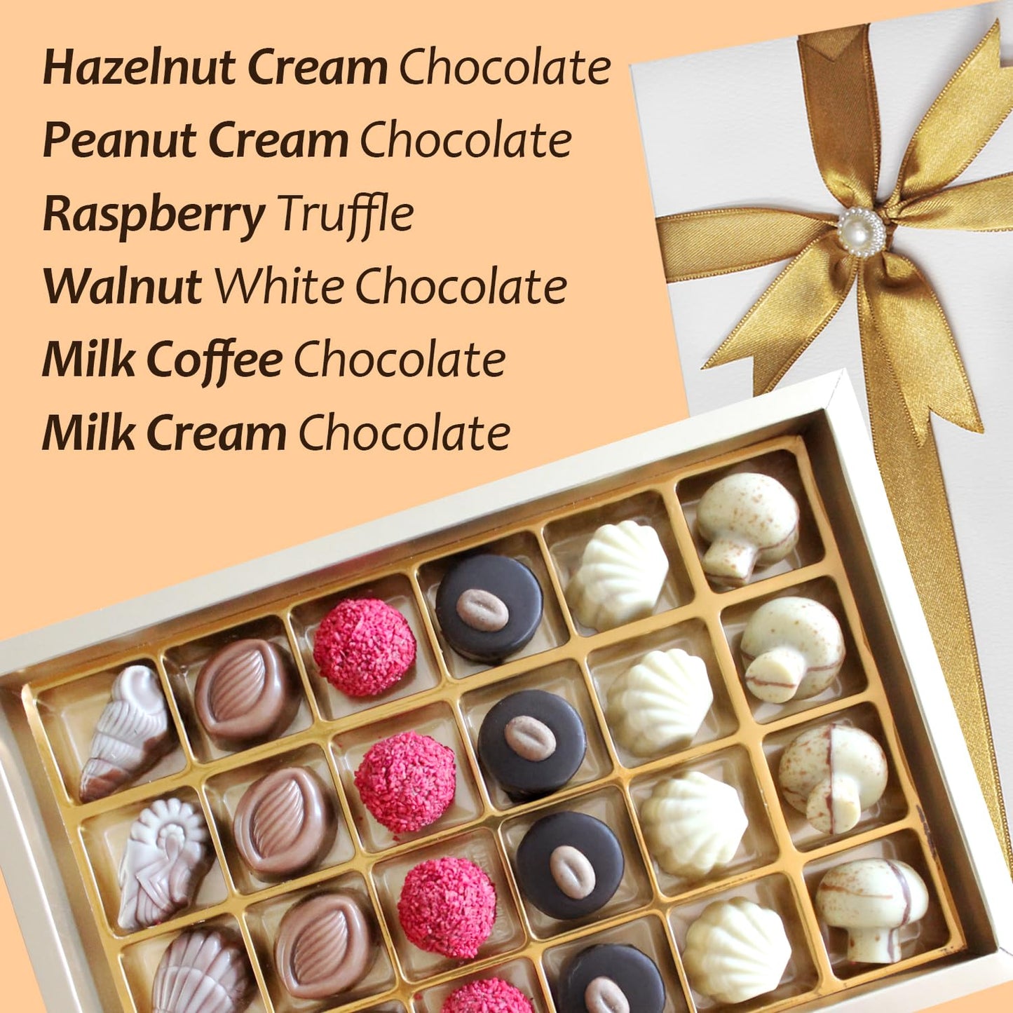Ceres Gourmet Assorted Chocolate Gift Set - 24 Gourmet Truffles & Candy, Perfect For Valentines, Birthdays & Festive Celebration