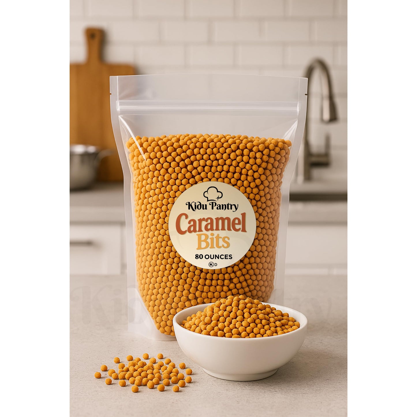Caramel Bits Topping - Kidu Pantry - 1 Pound - 16 Ounces Bulk Bag