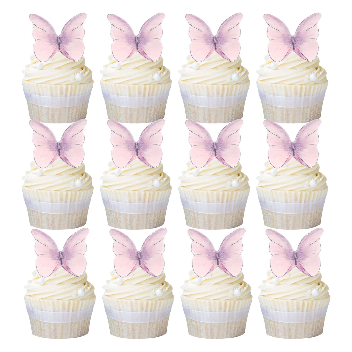 Gyufise 48Pcs Edible Butterfly Cake Decorations - Wafer Paper Butterflies & Cupcake Toppers - Purple