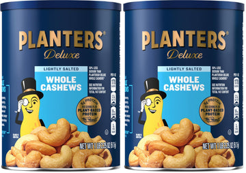 PLANTERS Deluxe Lightly Salted Cashews, Party Snacks, Plant-Based Protein, Quick Snack for Adults, After School Snack, Flavored 