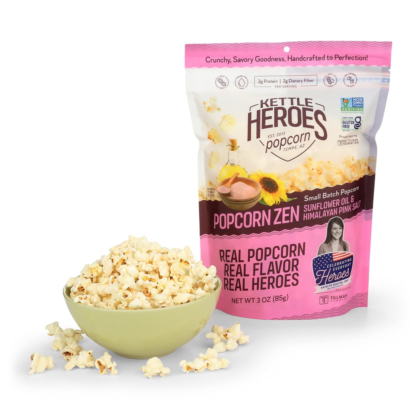 Kettle Heroes Popcorn, Popcorn Zen, Sunflower Oil & Himalayan Pink Salt, 3 Oz (6)