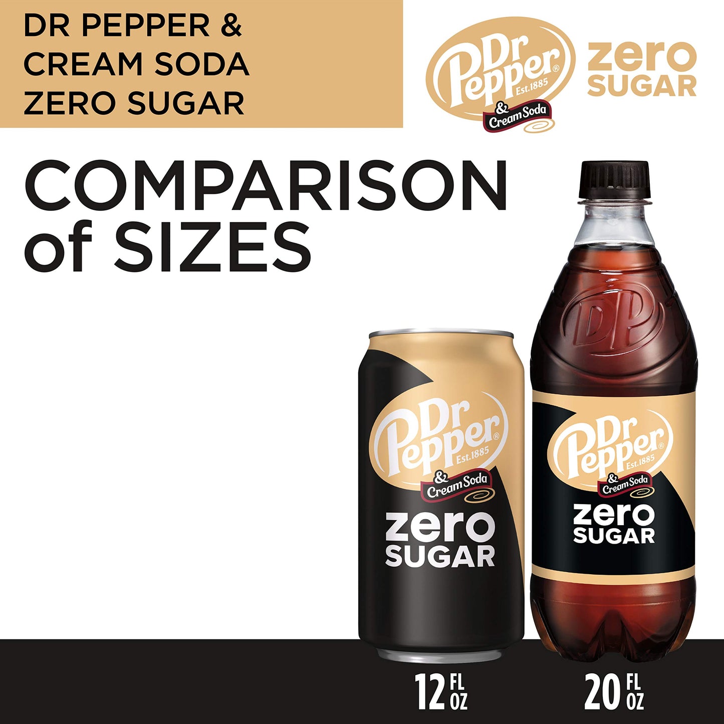 Dr Pepper Zero Sugar Cream Soda, 12 Fl Oz Cans, 12 Pack