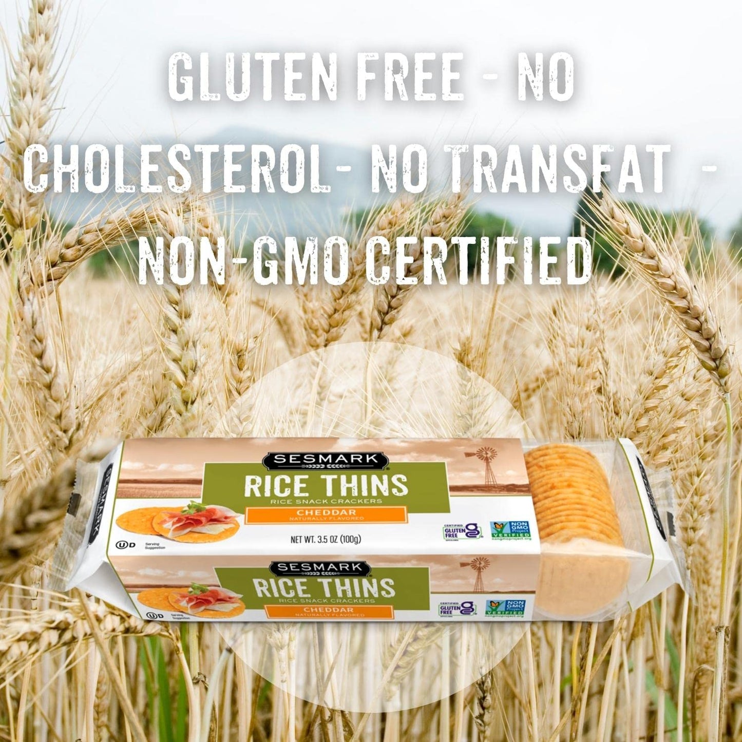 Sesmark Gluten Free Rice Thins Cheddar - Non Gmo Project Verified - 3.5 Ounce (Pack Of 12)