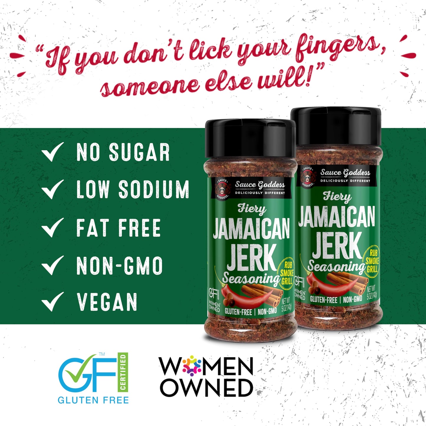 Sauce Goddess Fiery Jamaican Jerk Spice Shaker (2-Pack) - Seasonings and Spices for Cooking with Caribbean Flavors! For Chicken,