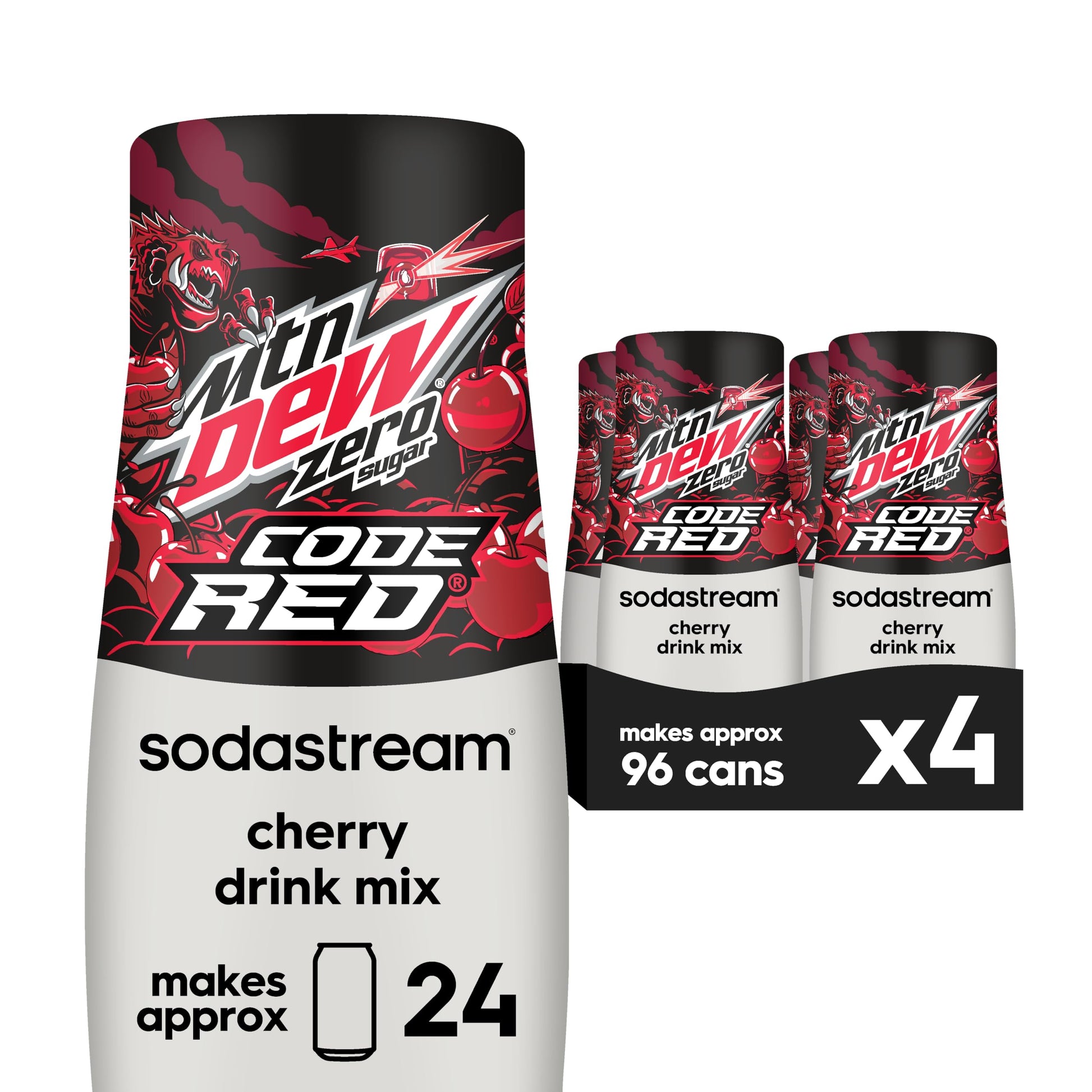 SodaStream MTN Dew Code Red Zero Sugar Drink Mix (440ml  Pack of 4)