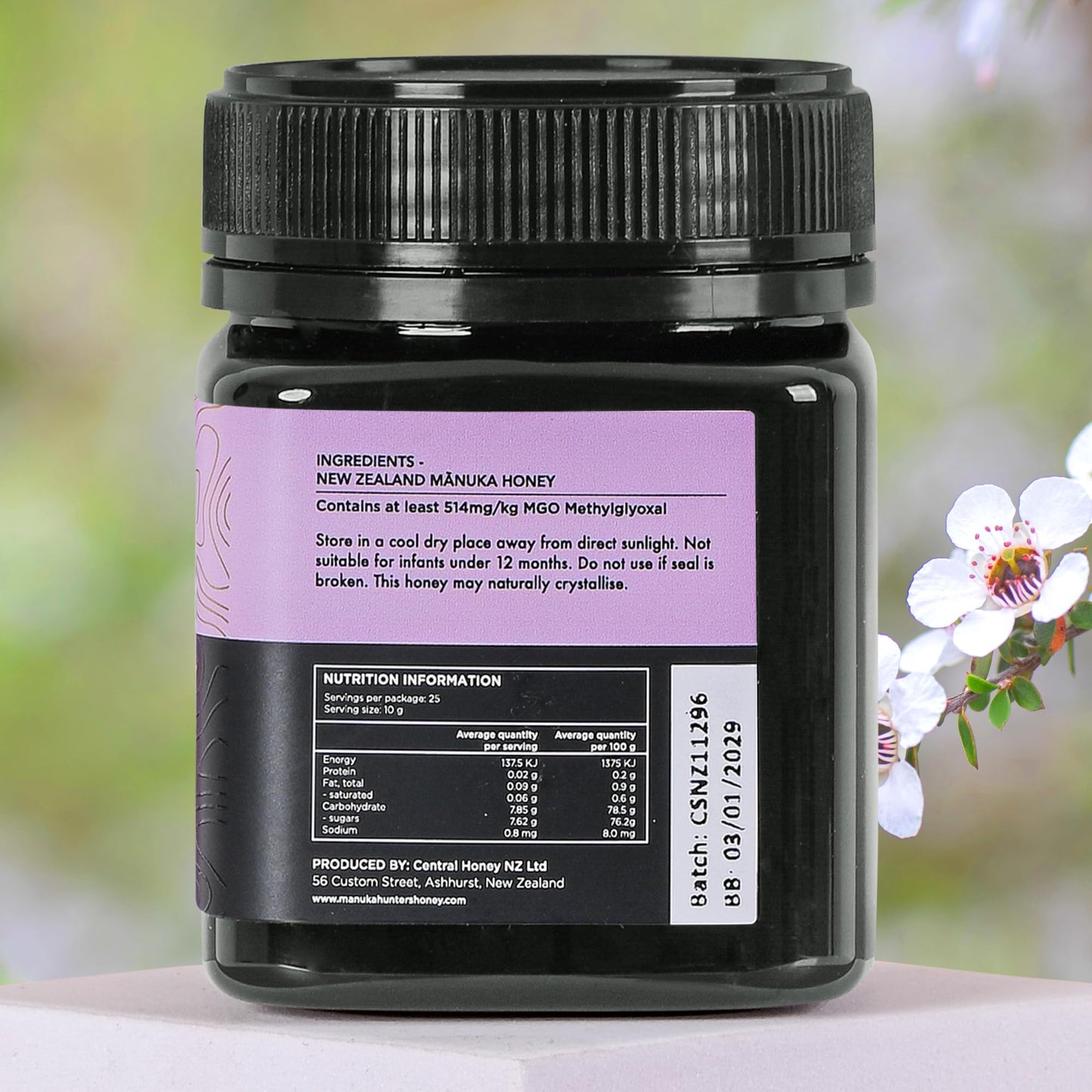 Manuka Hunters Umf 15+/Mgo 514+ Certified New Zealand Manuka Honey - 100% Pure Natural Sweetener - Gluten, Dairy Free - Ideal Fo