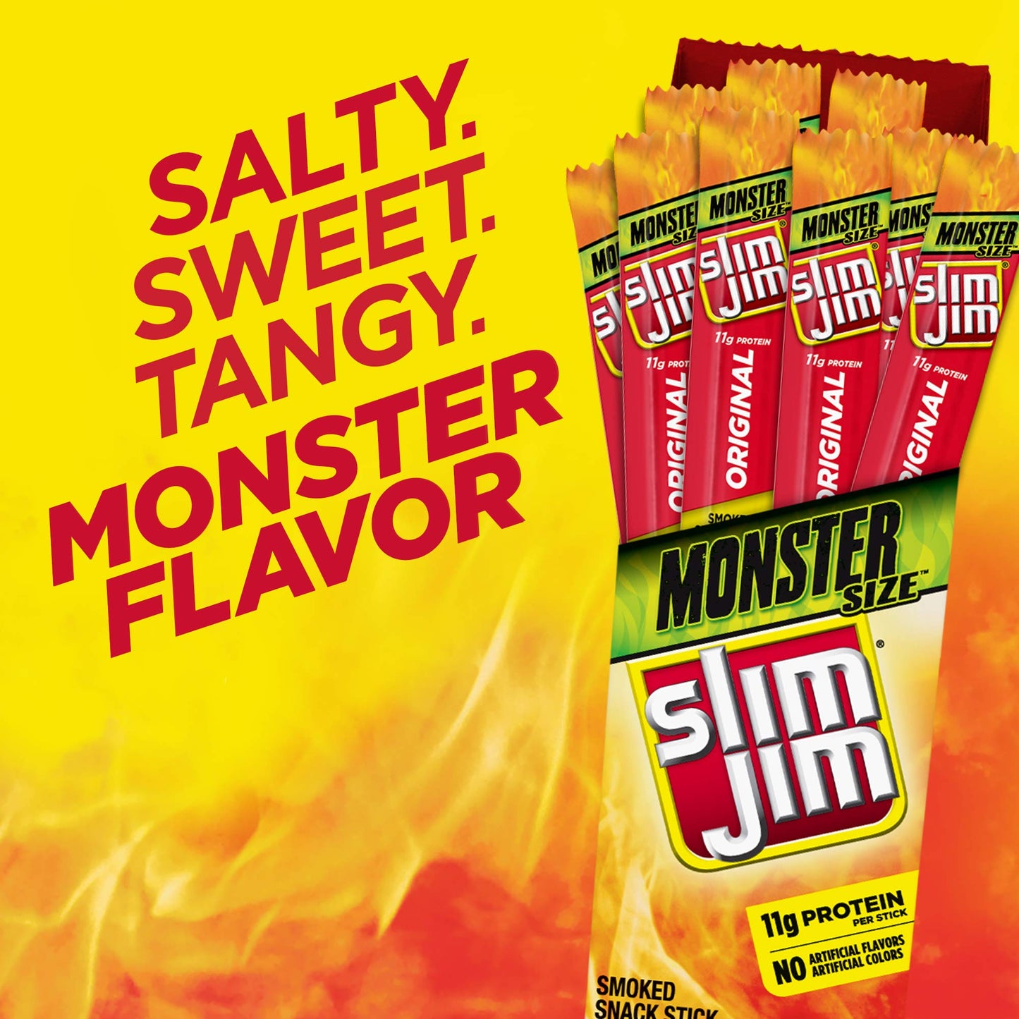 Slim Jim Smoked Meat Sticks, Original Flavor, High Protein, 1.94 oz (18 Count)