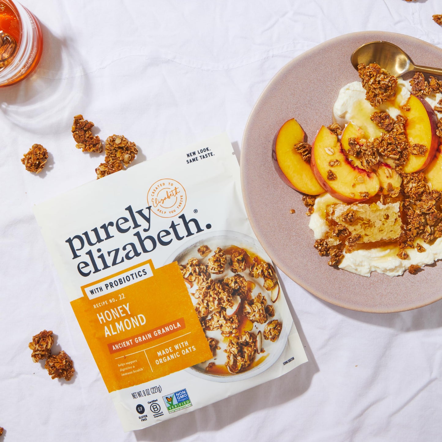 Purely Elizabeth, Honey Almond, Ancient Grain Granola With Probiotics, Gluten-Free (3 Ct, 8Oz Bags)