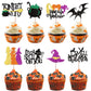 Rsstarxi Cupcake Toppers, Hocus Pocus Theme, Glitter Bat & Witch Hat, Paper, 1.8*4.2 - 2.6*4.2 inches,