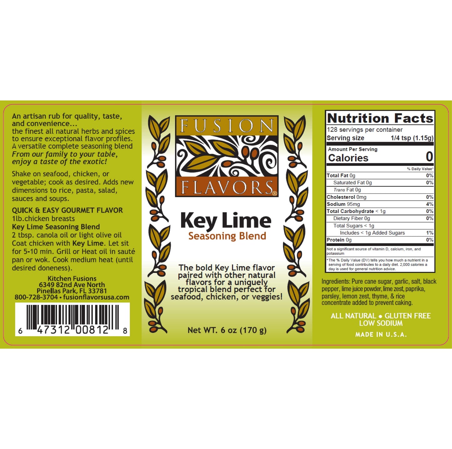 Fusion Flavors Key Lime Spice Rub, 6 Oz