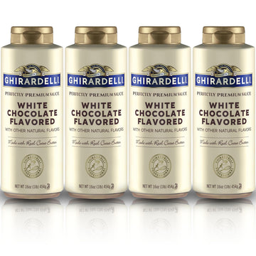 Ghirardelli White Chocolate Flavored Sauce Squeeze Bottles | 16 Oz (Pack Of 4) | Smooth Creamy White Chocolate Dessert Topping For Coffee  Ice Cream  And Baking