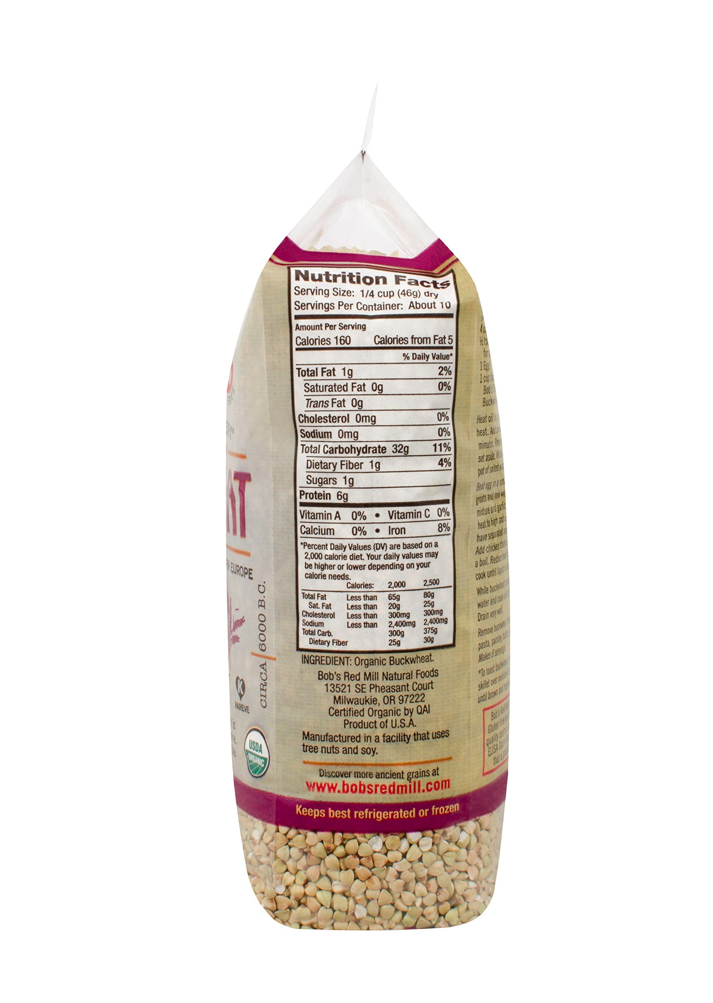 Bob's Red Mill, Organic Whole Grain Buckwheat Groats, Gluten Free, 16 Ounce (453 g)