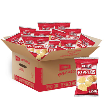 Herrs Ripple Potato Chips, 2.75 Ounce (Pack of 24 Bags) - Rippled Potato Chips Made for Dipping - Perfect for Parties and Gathe