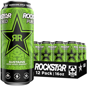 Rockstar Energy Drink Punched Hardcore Apple, 16oz Cans, 12 Pack