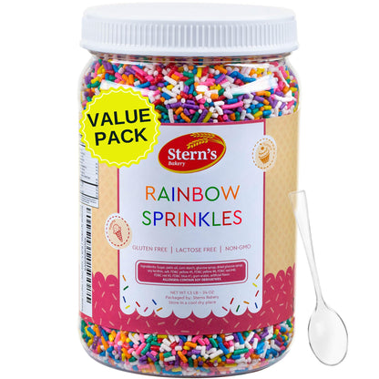 Rainbow Sprinkles | Bulk Sprinkles Rainbow Jimmies-1.5 LB in Resealable Container | Sprinkles for Cake Decorating, Ice Cream Top