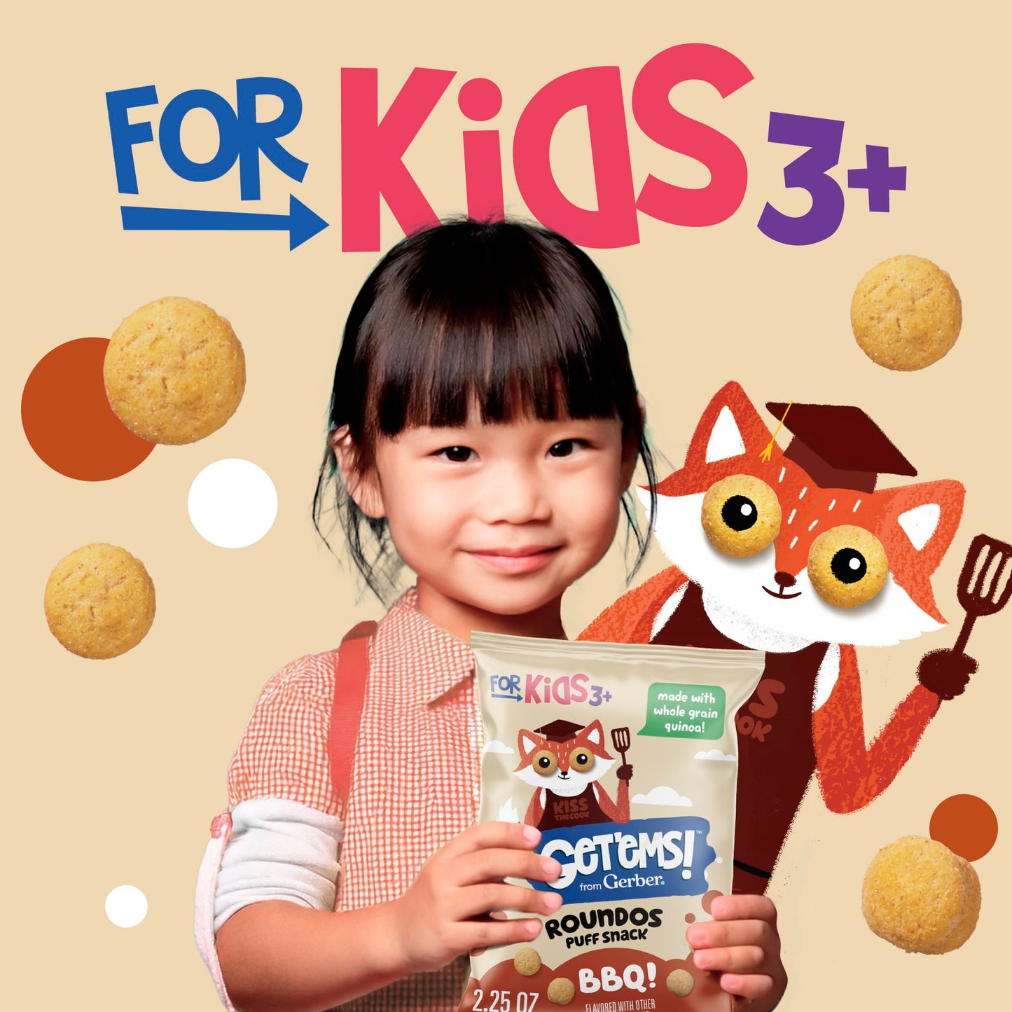 Get'Ems! From Gerber, Snacks For Kids, Bbq Roundos, Made With Whole Grain Quinoa, Calcium To Support Strong Bones - 5 Pack