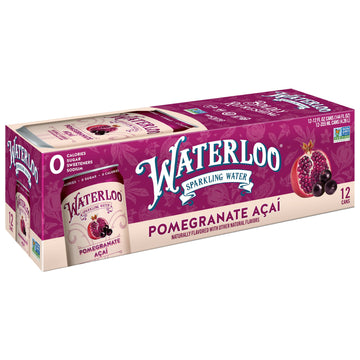 Waterloo Sparkling Water, Pomegranate Aa   Naturally Flavored, 12 Fl Oz Cans (Pack Of 12) - Zero Calories And Zero Sugar Or Swee