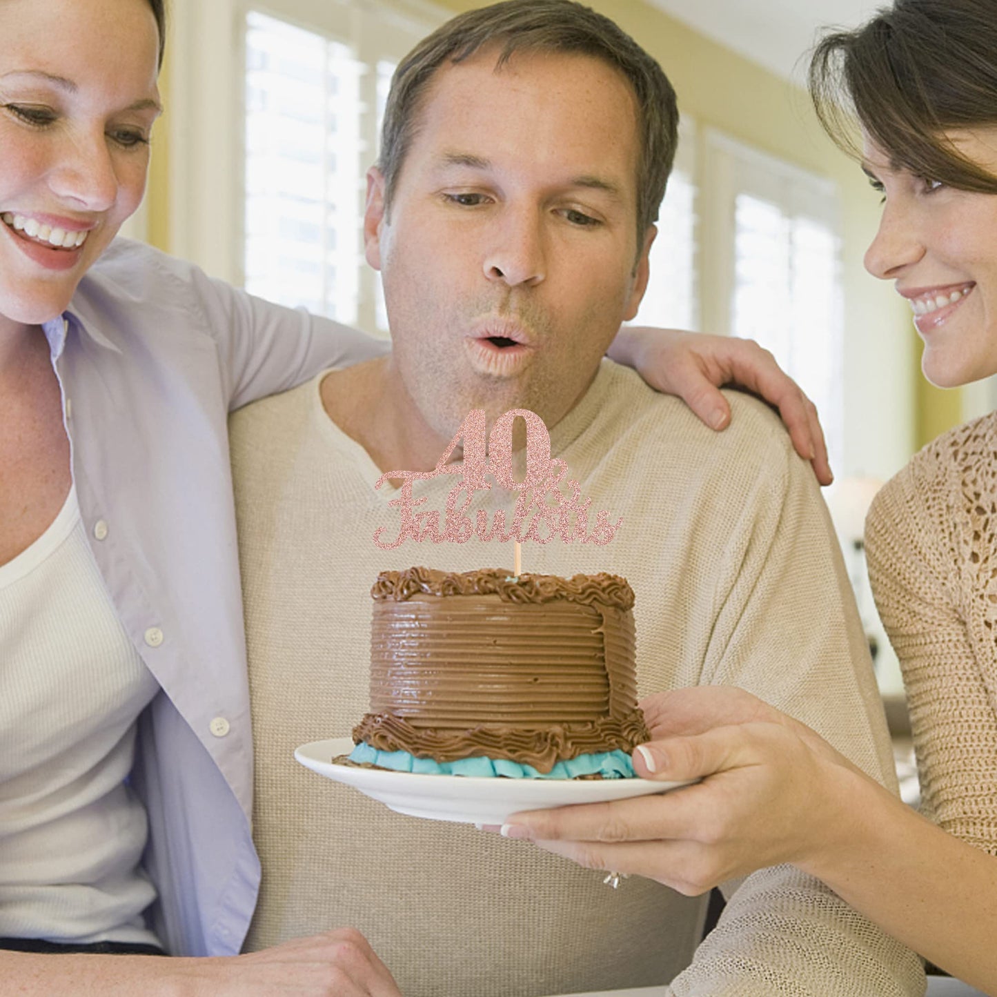 1 Pcs 40 & Fabulous Cake Topper Glitter Forty And Fabulous Cake Toppers Happy 40Th Birthday Cake Pick For 40Th Wedding Anniversa