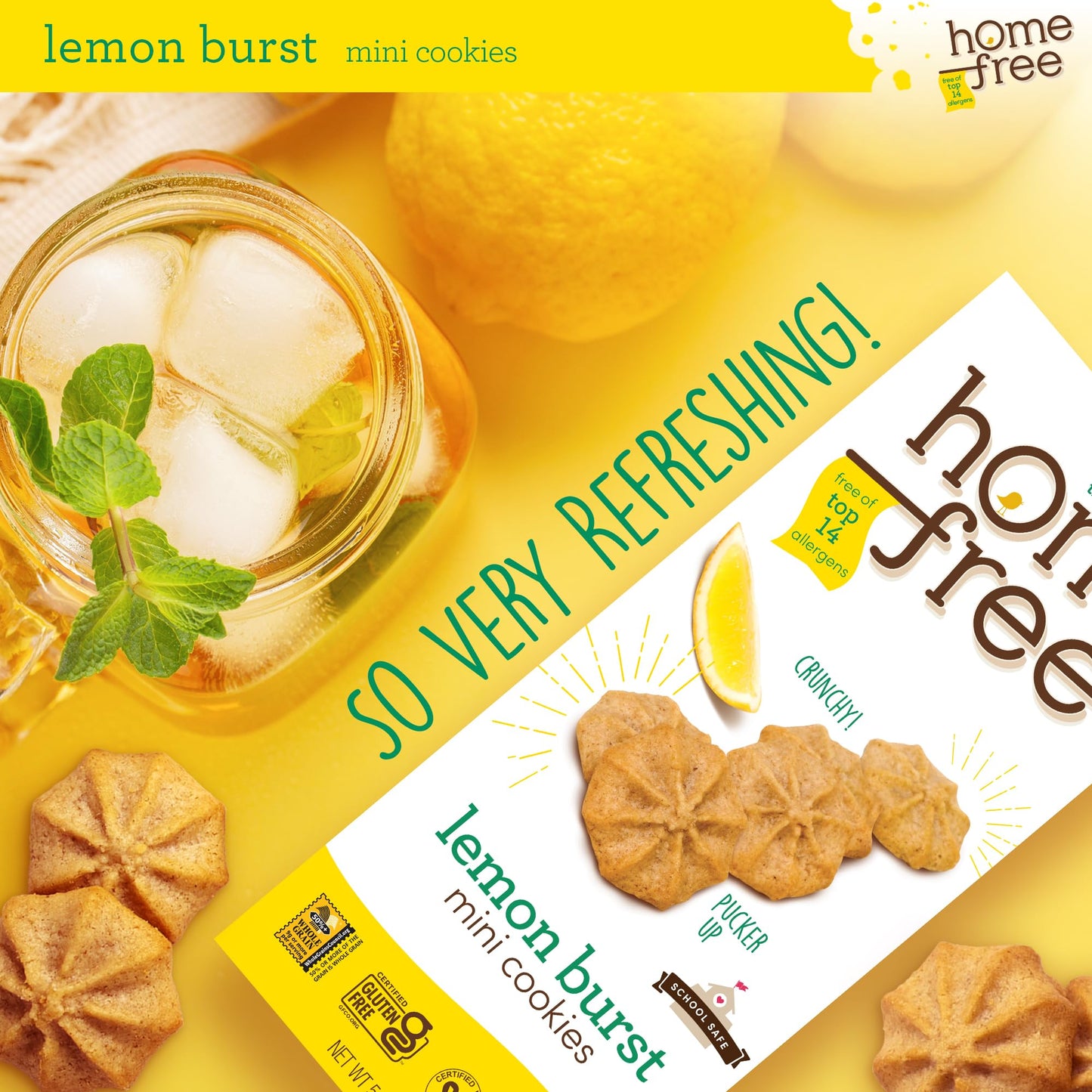 Homefree Treats You Can Trust Gluten Free Mini Cookies, Lemon Burst, 5 Ounce (Pack Of 6)