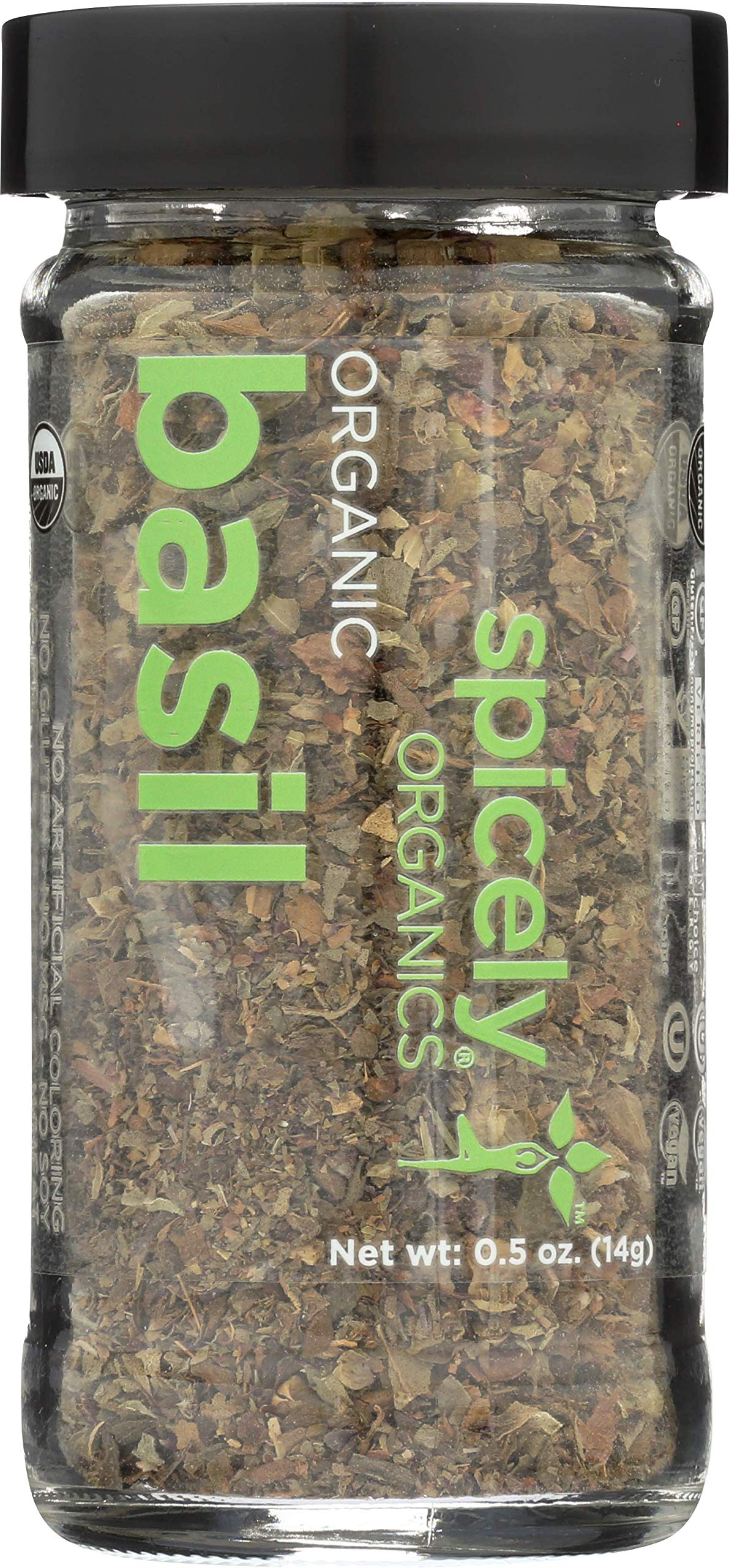 Spicely Organic Basil 0.50 Ounce Jar Certified Gluten Free
