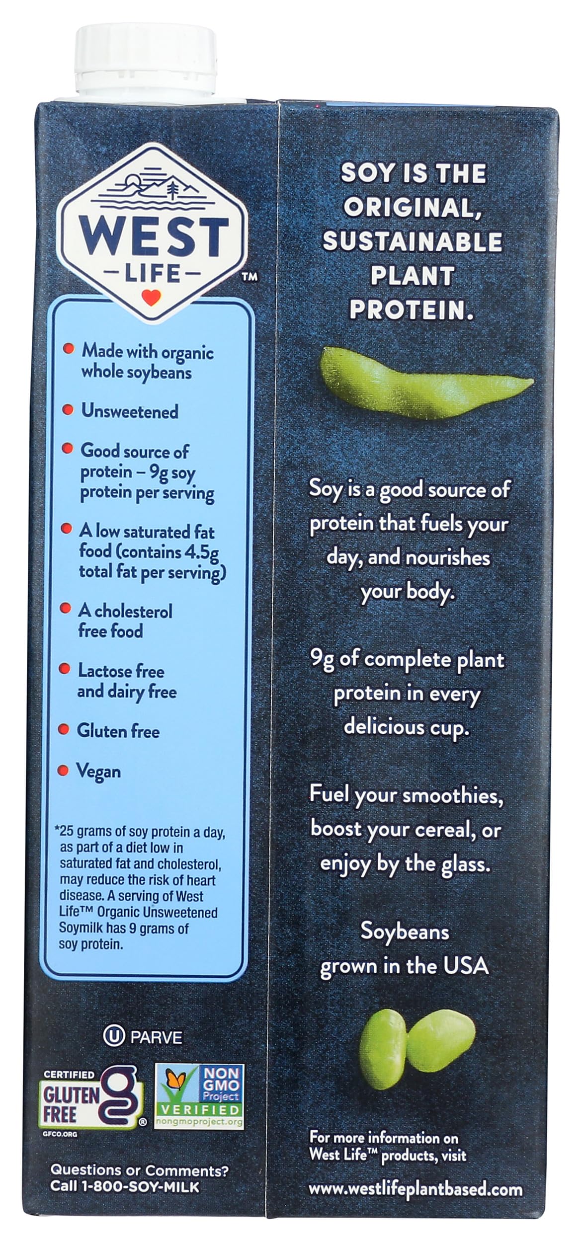 West Life Organic Unsweetened Soy Milk, 32 Fl Oz