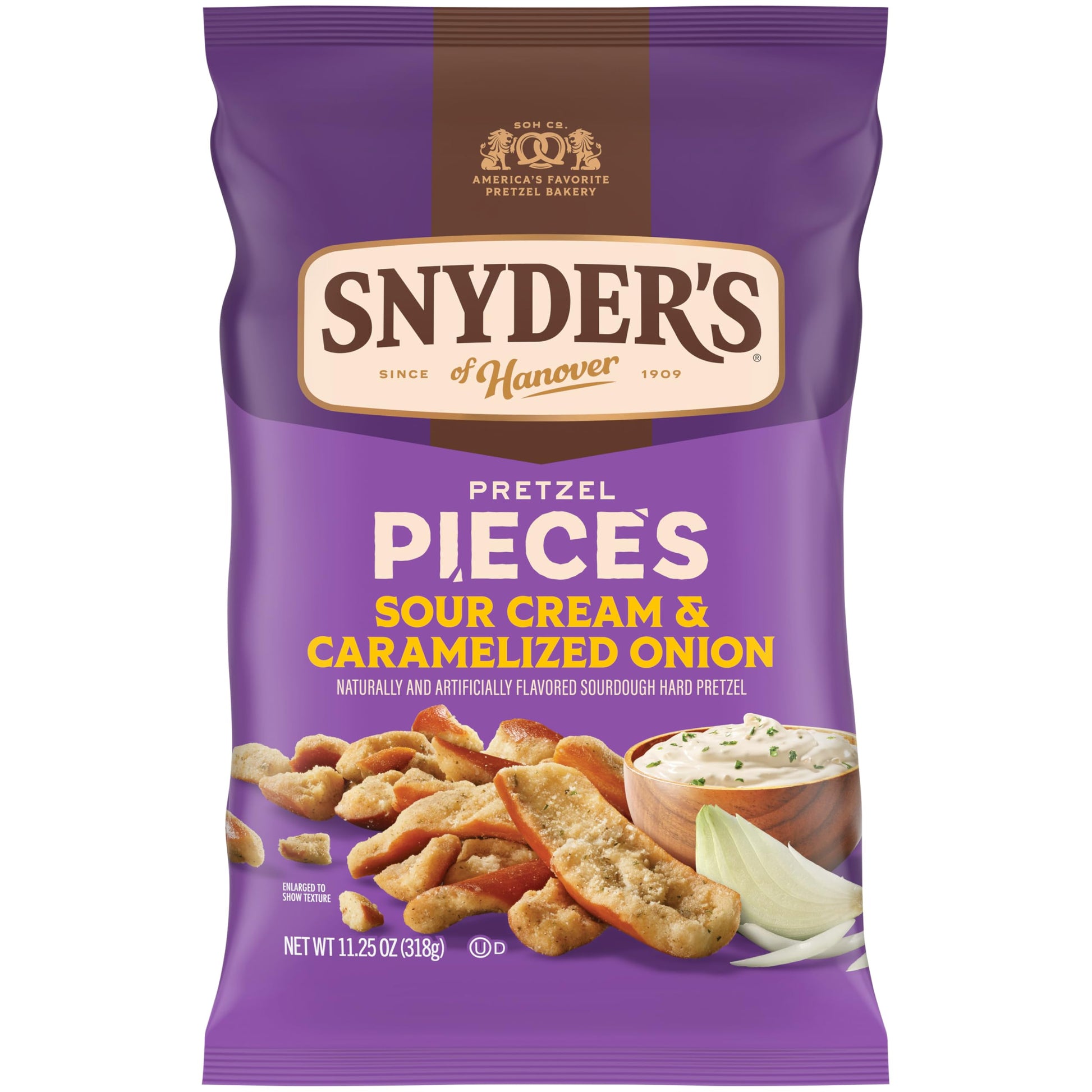 Snyders of Hanover Sour Cream & Caramelized Onion Pretzels, 11.25 Oz Bag
