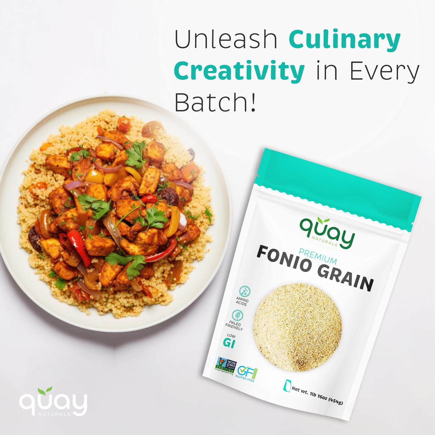 Quay Naturals Fonio Super-Grain - African Ancient Super-Grain - Superfood Grain - Substitute & Alternative For Couscous, Quinoa