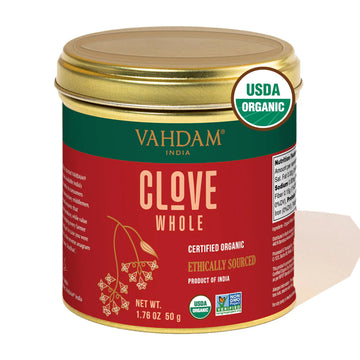 Vahdam, Organic Clove Whole (1.7Oz/50G) Handpicked Whole Cloves, Gluten Free, Non Gmo, 100% Raw | Warm & Flavorful Spice | Great For Cooking, Smoothies, Pomander Balls, Potpourri & Tea