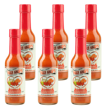 Marie Sharps Hot Habanero Pepper Sauce, 5 oz - Authentic Belizean Hot Sauce with Fresh Red Habanero Peppers (Pack of 6)