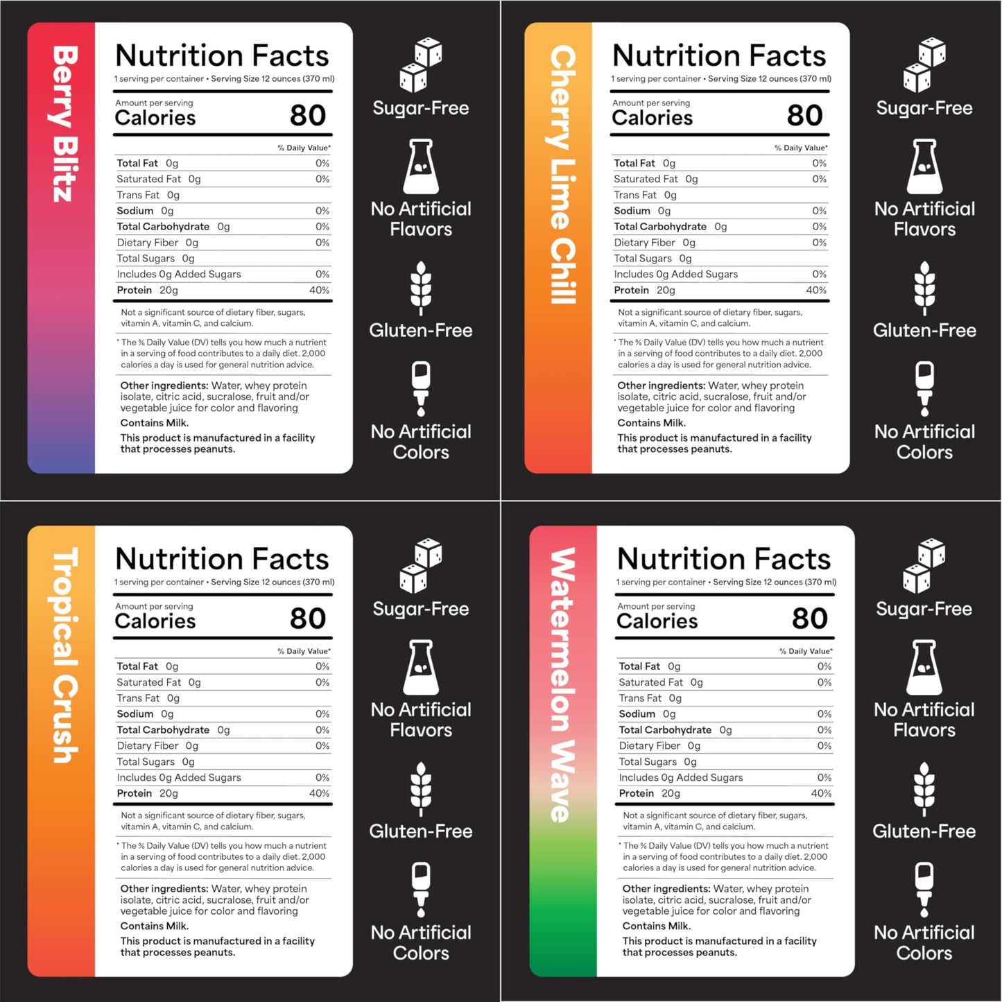 Vertical Protein Ready to Drink Variety Pack of 12  Protein Water Drinks w/ 20g of Whey Isolate  Clear Nutritional Drinks