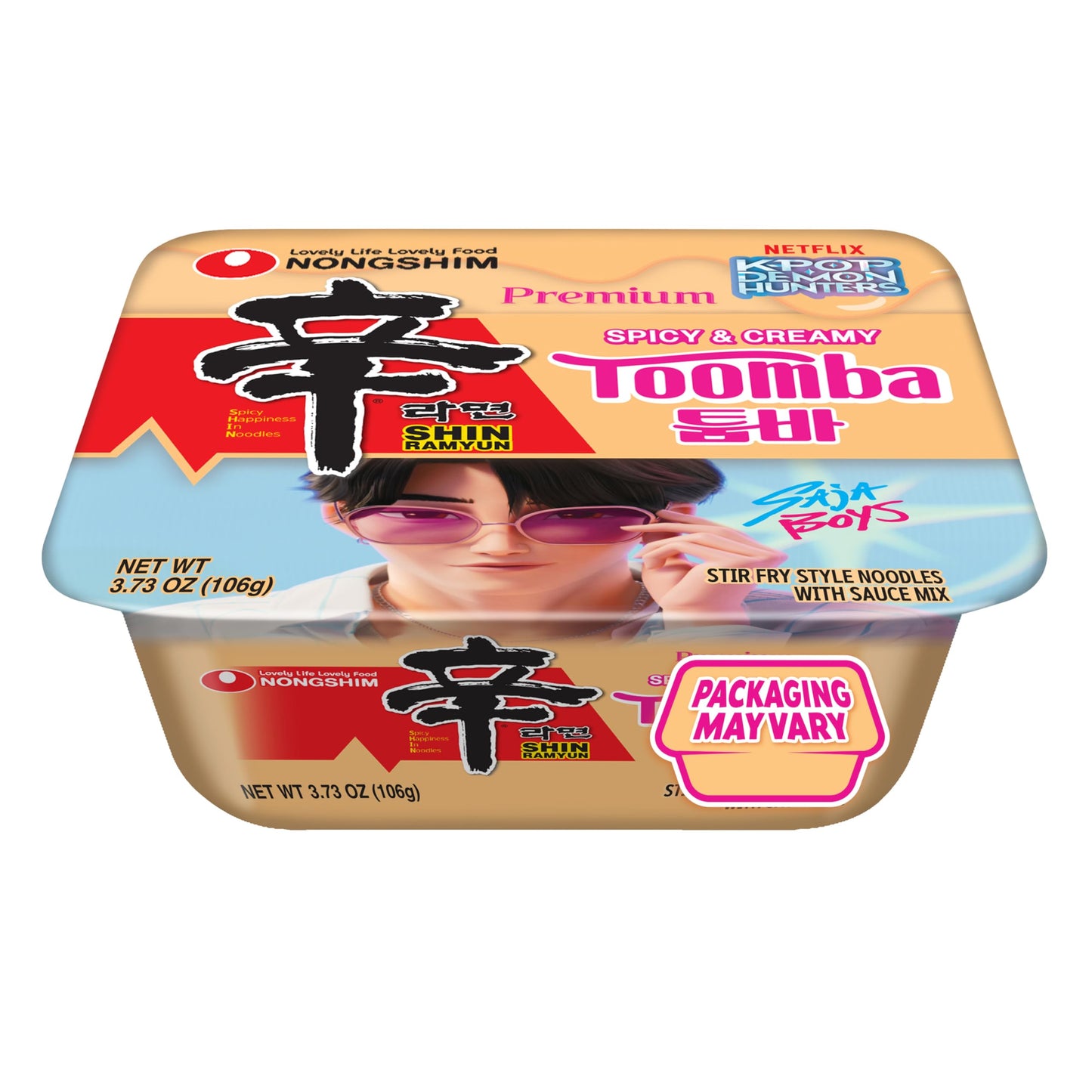 Nongshim Shin Ramyun Toomba Square Bowl, Spicy & Creamy Stir Fry Style Instant Ramyun Noodles with Sauce Mix, 3.73 oz (Pack of 6