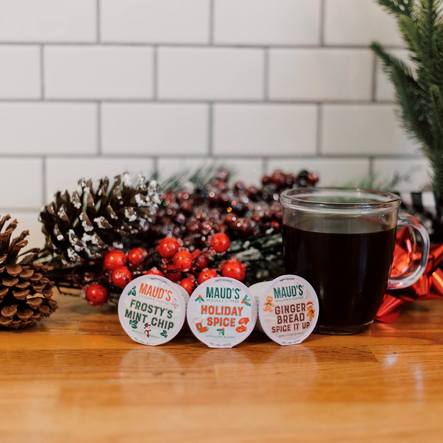 Mauds Holiday Flavored Coffee Pods Variety Pack  42 ct | 6 Assorted Blends | 100% Arabica Flavored Coffee | Solar Energy Produced Recyclable Single Serve Pods Compatible with Keurig K-Cup malt-inspired