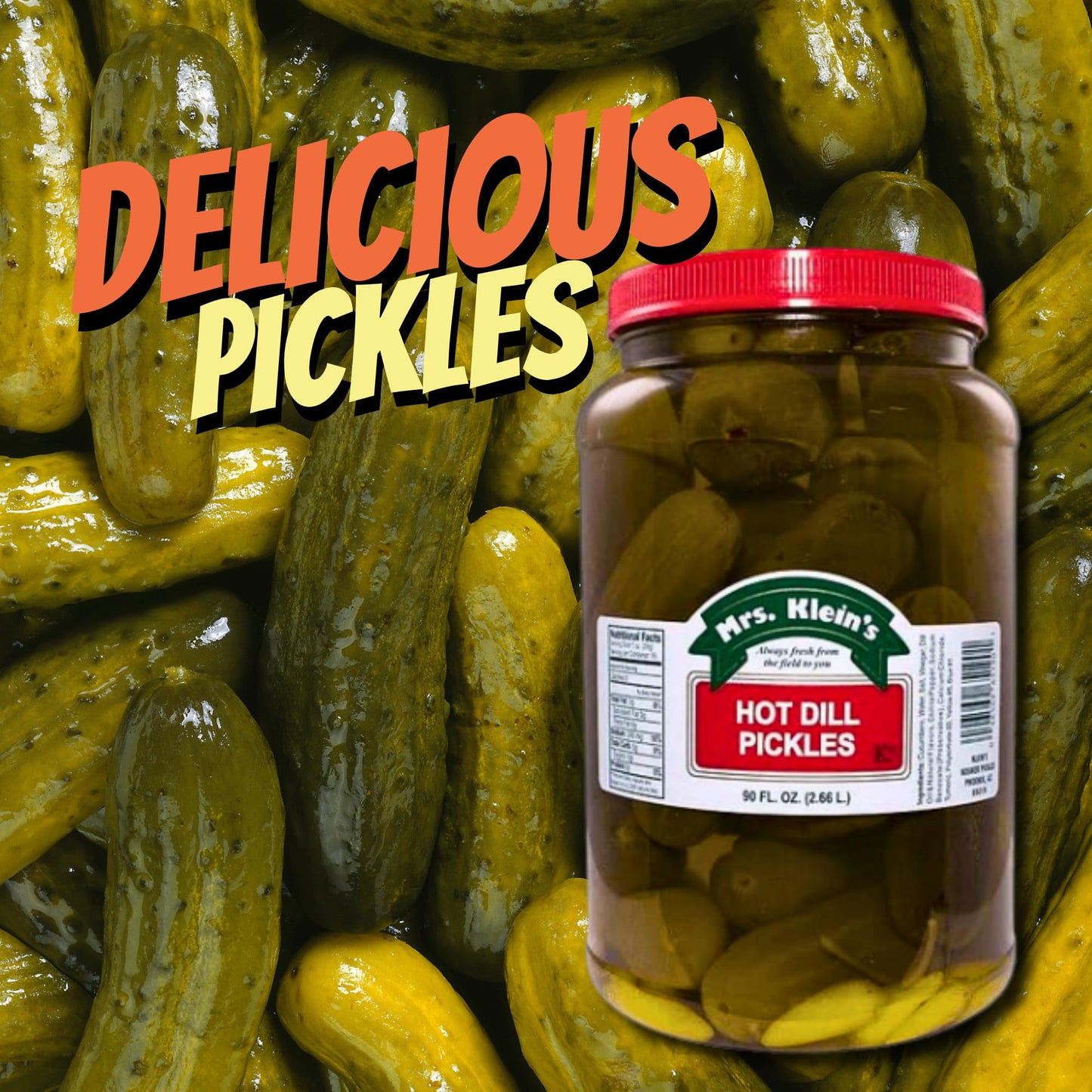 Mrs. Kleins Hot Dill Pickles Spicy Pickles Bold Dill Pickle Snack Made With Natural Ingredients | Kosher, Low Carb, Gluten Free