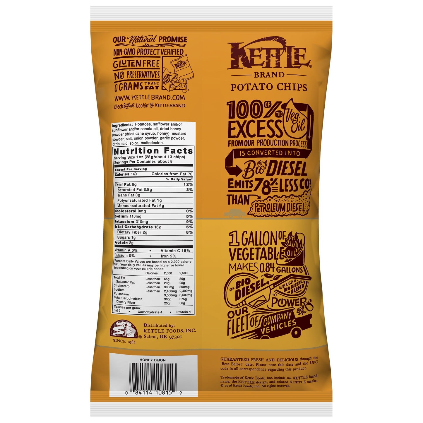 Kettle Brand Potato Chips, Honey Dijon, 8.5 Ounce Bags (Pack Of 12)