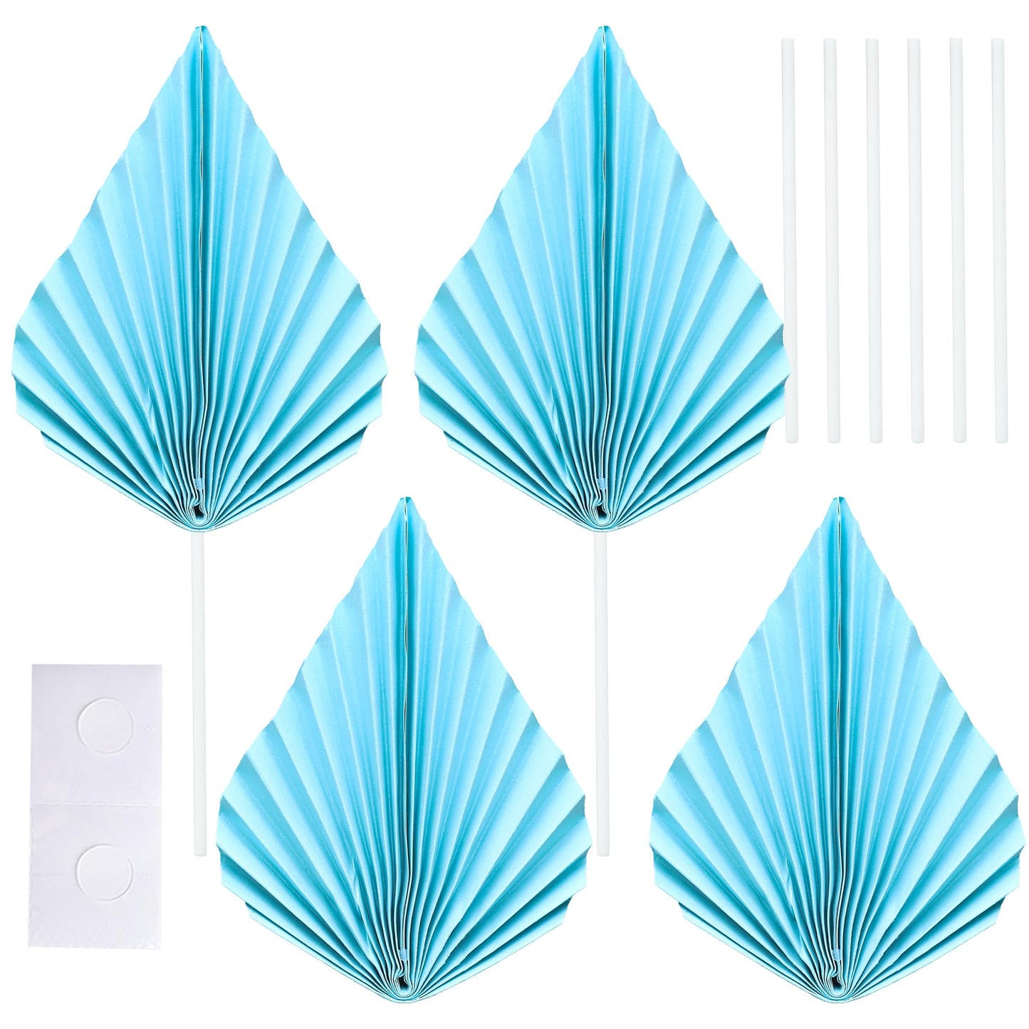 Gyufise 6Pcs Paper Palm Fan Cake Toppers - Palm Leaf Fan & Spear Leaf Cupcake Toppers - Cake Insert Decoration For Diy Craft Pro
