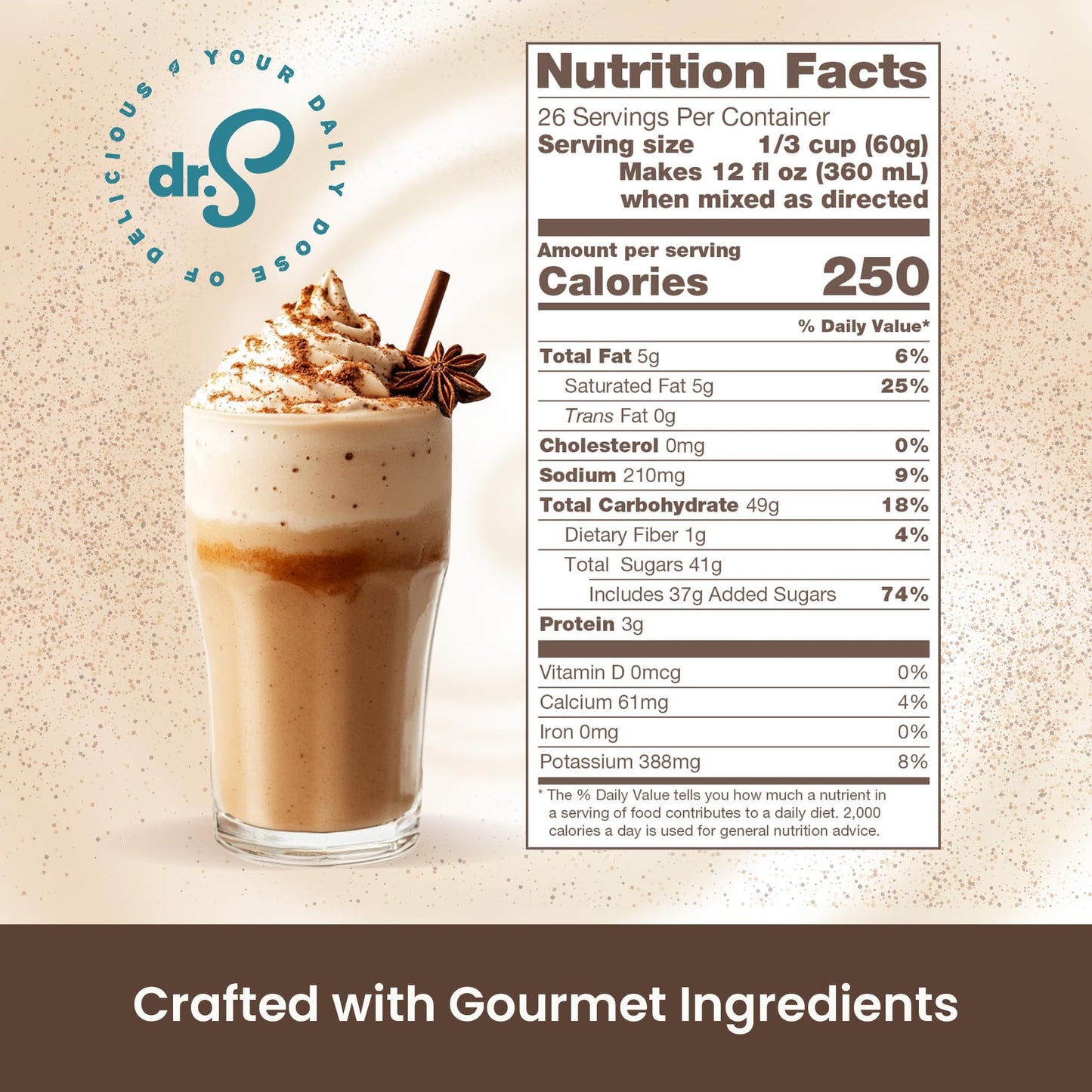Dr. Smoothie Spiced Chai Beverage Mix – No Artificial Ingredients – 56 oz (3.5 lb) – 26 Servings