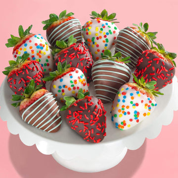 A Gift Inside Chocolate Dipped Strawberries - 12 Count, Multicolor