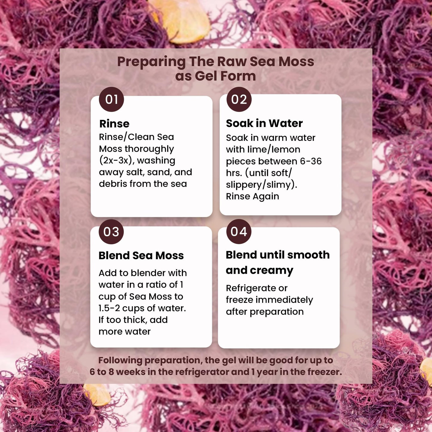 Herb To Body Purple Sea Moss - 4oz, Purple Sea Moss, Gold, 100% Wildcrafted from Saint Lucia Raw and Dried, Vegan Superfood with
