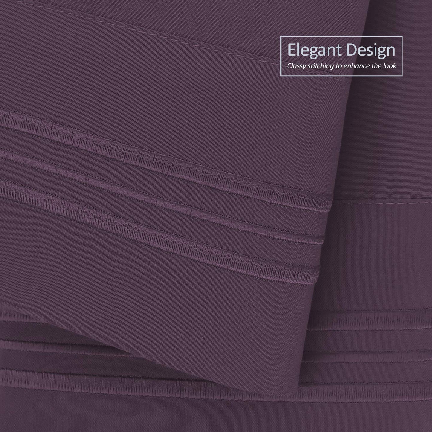Nestl King Size Pillow Cases 2 Pc - Soft Pillow Cover - Lightweight Purple Eggplant Pillowcase - Microfiber King Size Pillow Cas